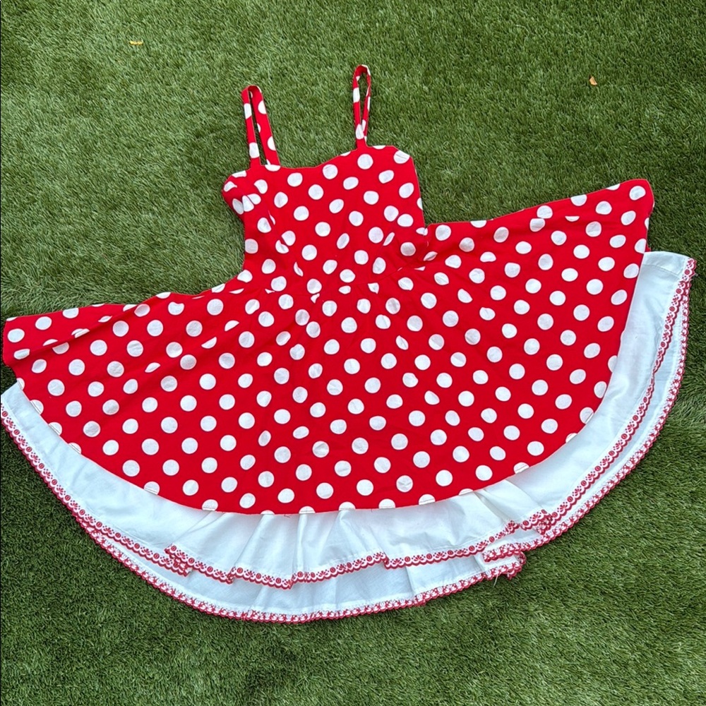 Pin 📌 Up girl polka dot red&white halter Dress with white/red lining size 0